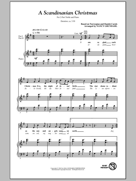 Nancy Grundahl A Scandinavian Christmas (Medley) sheet music notes and chords arranged for 2-Part Choir