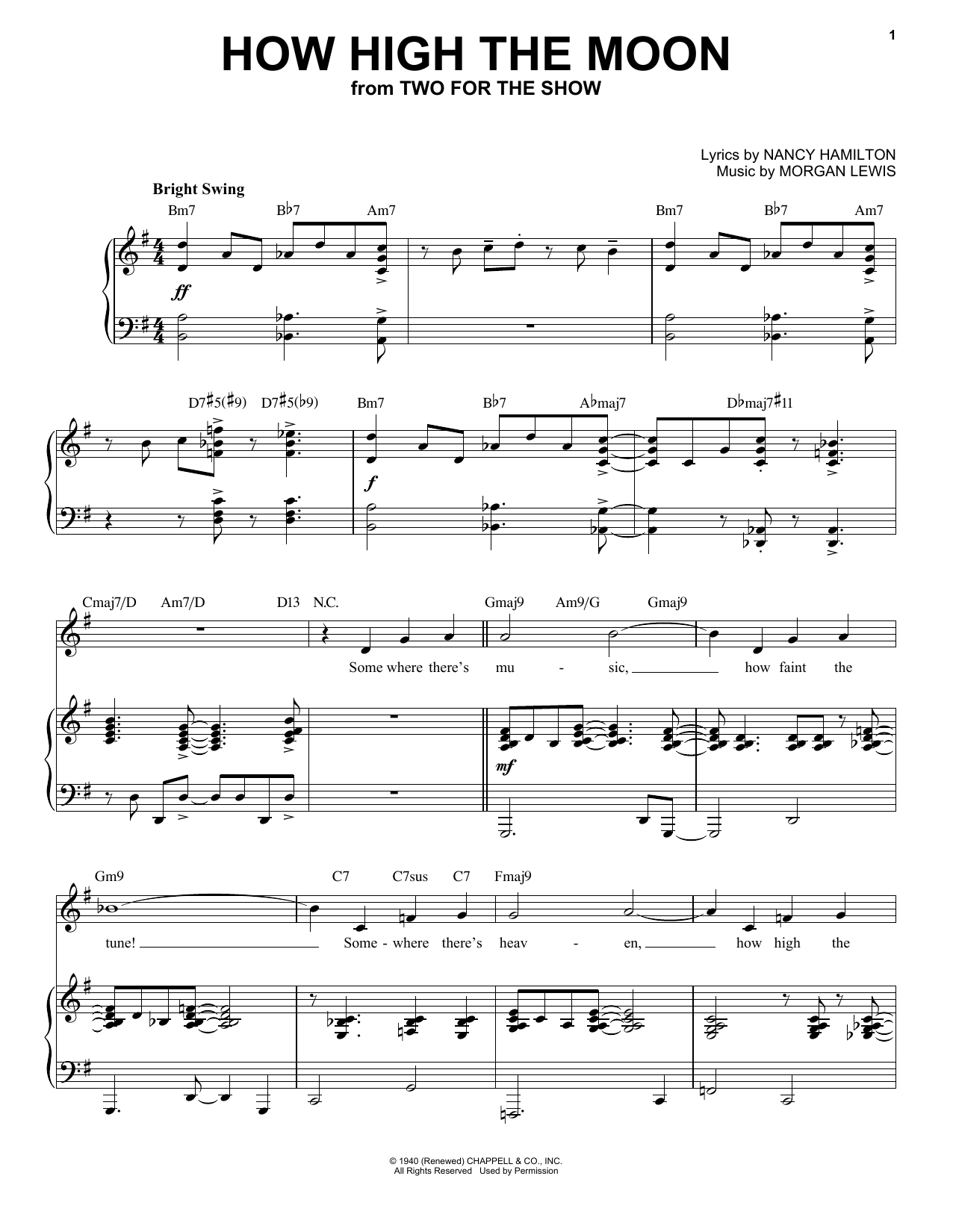 Nancy Hamilton and Morgan Lewis How High The Moon [Jazz version] (arr. Brent Edstrom) sheet music notes and chords arranged for Piano & Vocal