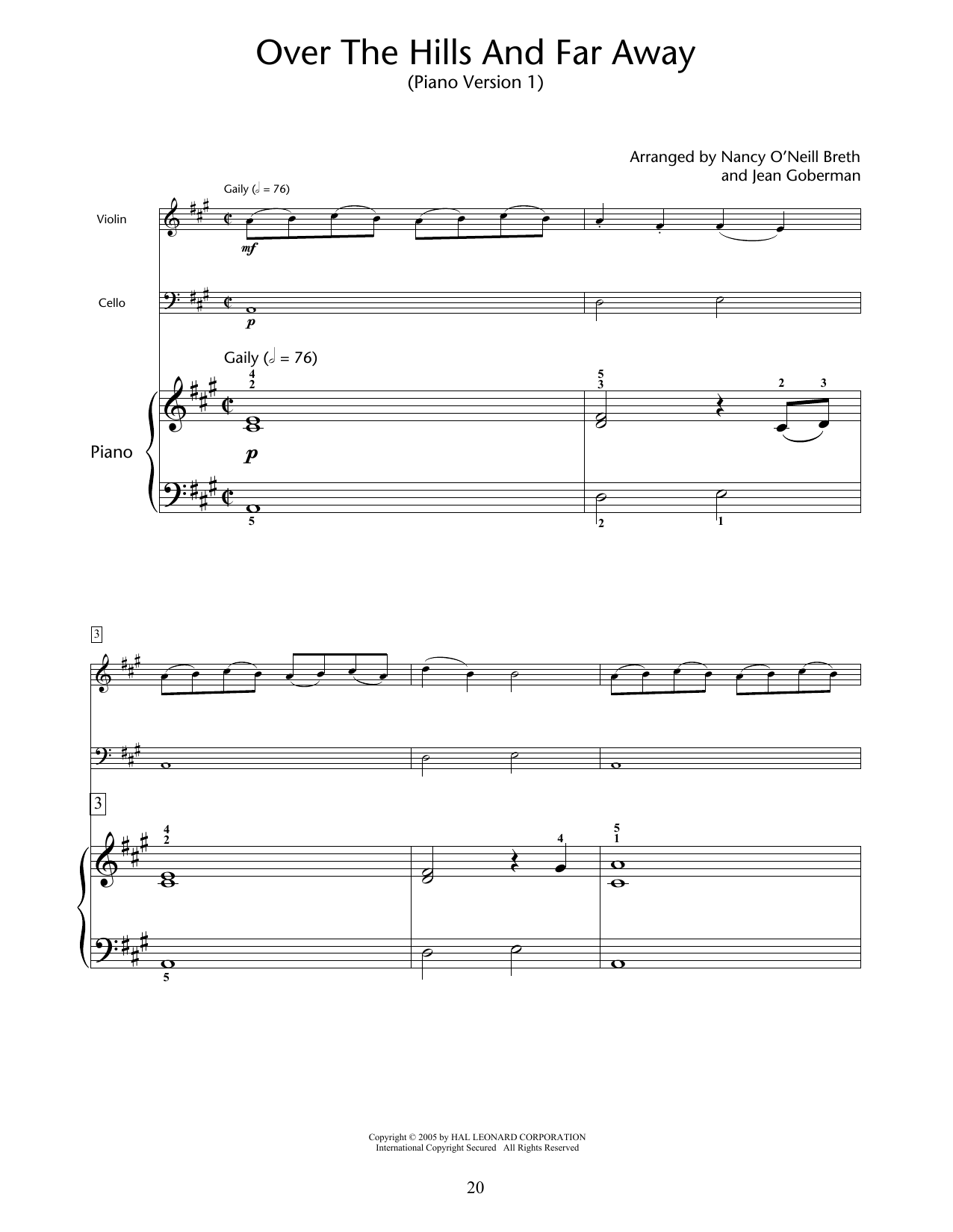 Nancy O'Neill Breth & Jean Goberman Over The Hills And Far Away sheet music notes and chords arranged for Educational Piano Ensemble