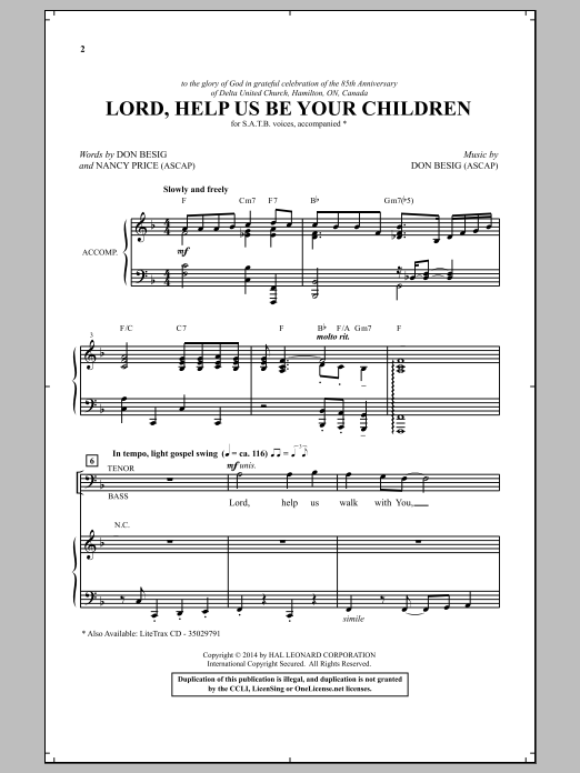 Nancy Price Lord, Help Us Be Your Children sheet music notes and chords arranged for SATB Choir