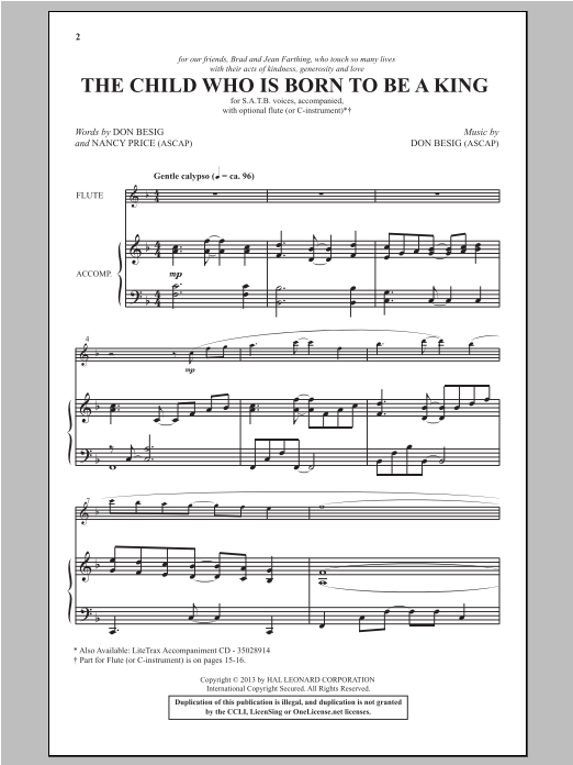 Nancy Price The Child Who Is Born To Be A King sheet music notes and chords arranged for SATB Choir