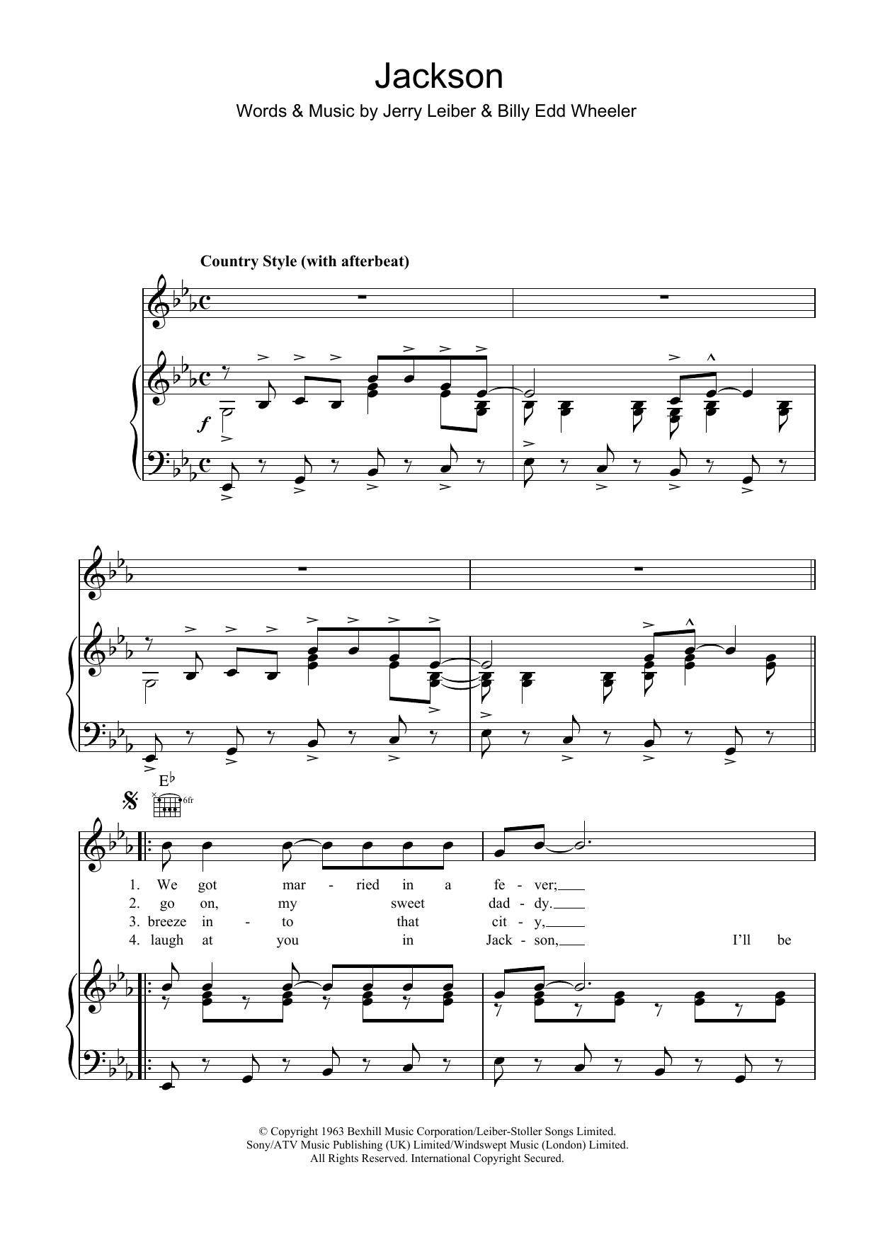 Nancy Sinatra Jackson sheet music notes and chords arranged for Piano, Vocal & Guitar Chords