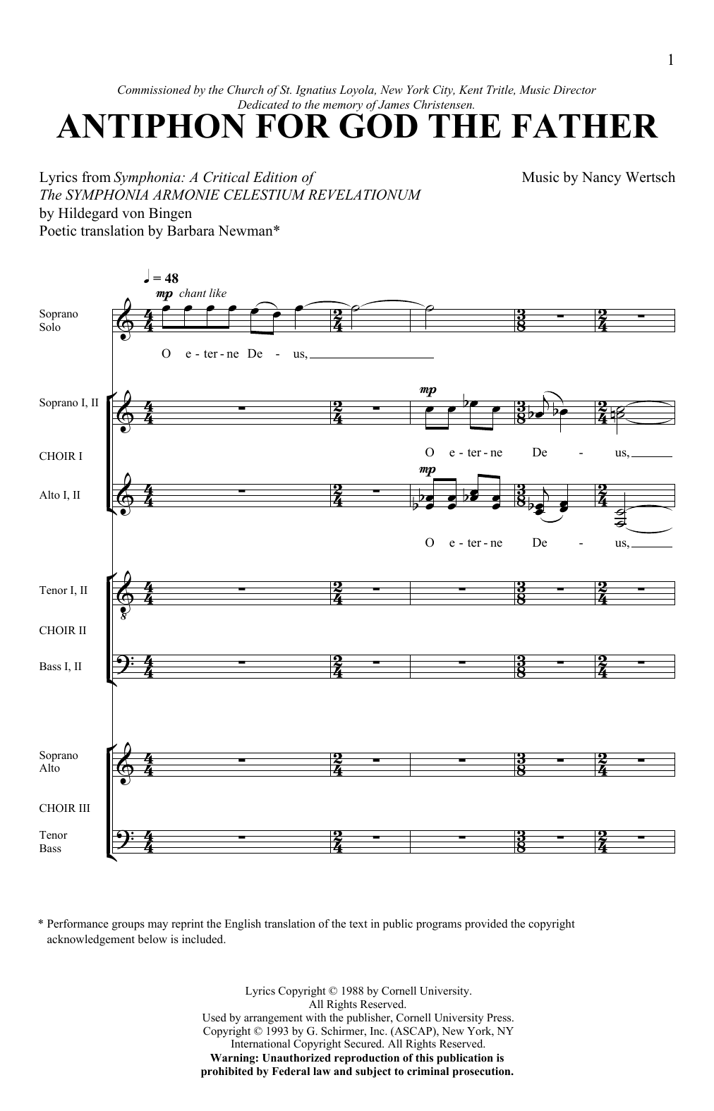 Nancy Wertsch Antiphon For God The Father sheet music notes and chords arranged for SATB Choir