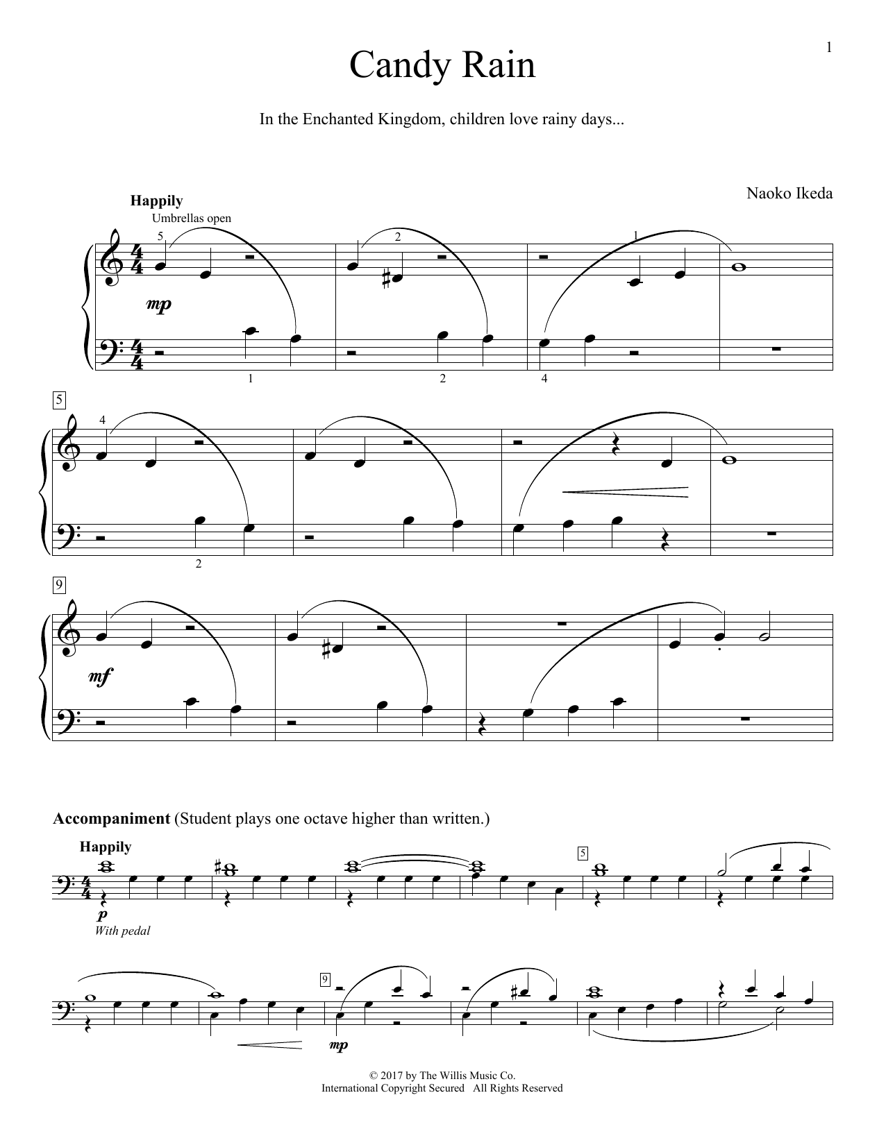 Naoko Ikeda Candy Rain sheet music notes and chords arranged for Piano Duet
