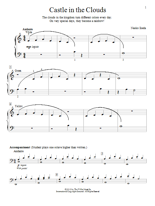 Naoko Ikeda Castle In The Clouds sheet music notes and chords arranged for Educational Piano