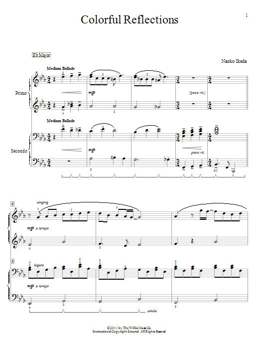 Naoko Ikeda Colorful Reflections sheet music notes and chords arranged for Piano Duet