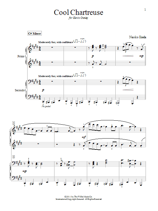 Naoko Ikeda Cool Chartreuse sheet music notes and chords arranged for Piano Duet