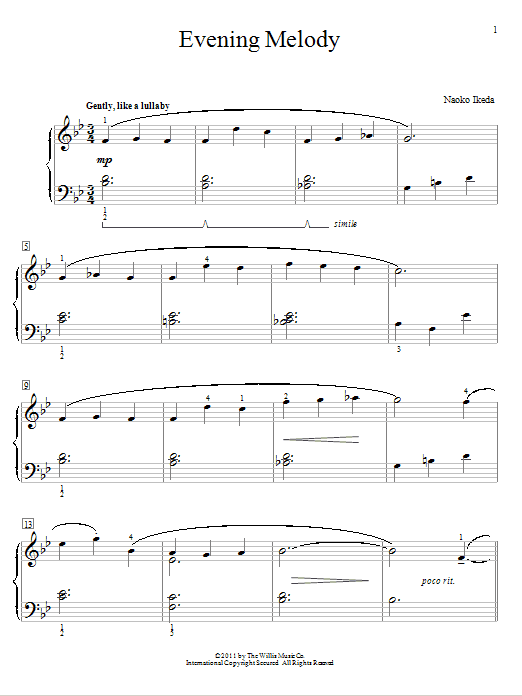 Naoko Ikeda Evening Melody sheet music notes and chords arranged for Educational Piano