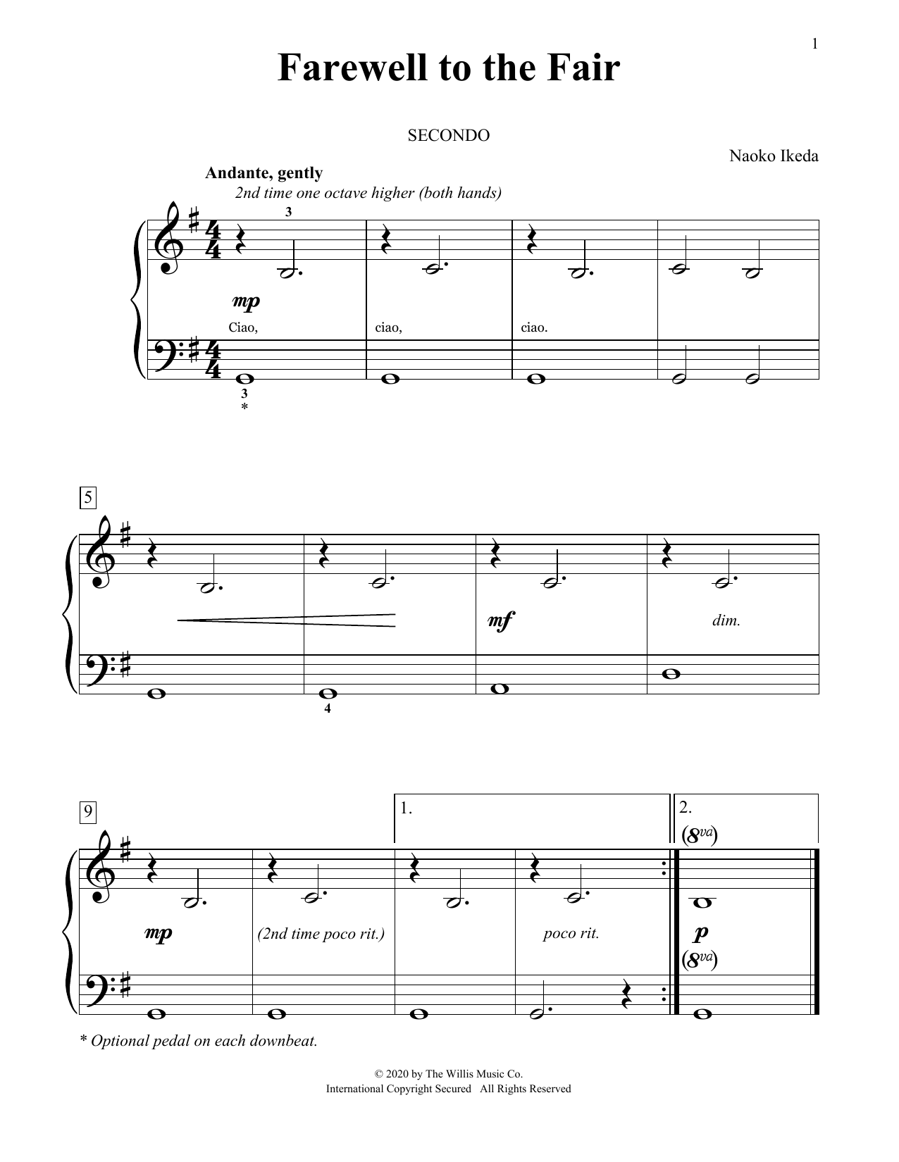 Naoko Ikeda Farewell To The Fair sheet music notes and chords arranged for Piano Duet