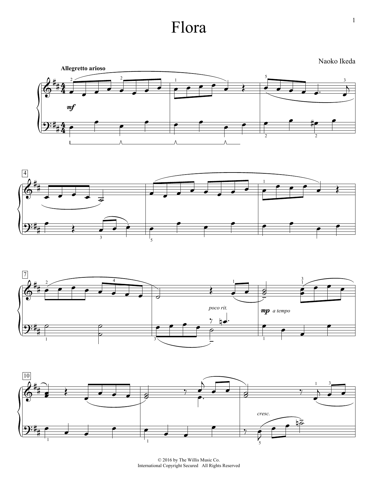 Naoko Ikeda Flora sheet music notes and chords arranged for Educational Piano