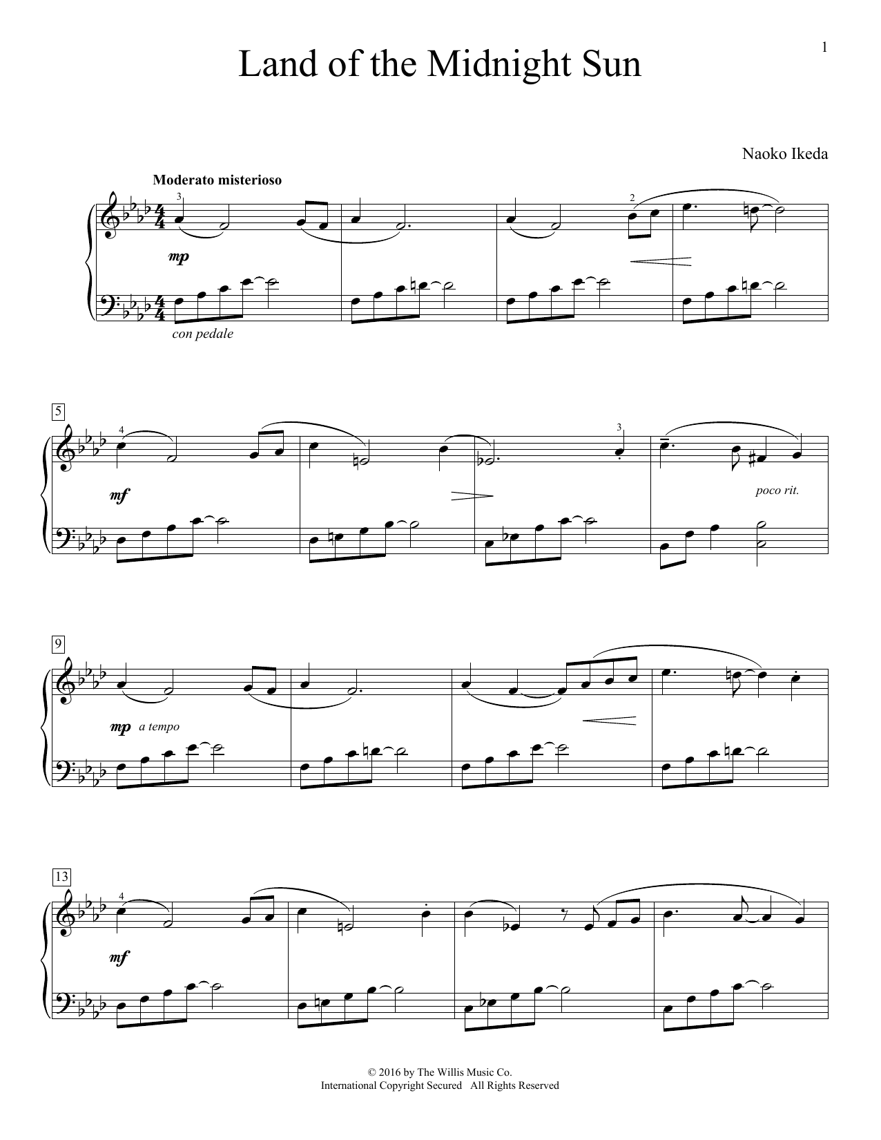 Naoko Ikeda Land Of The Midnight Sun sheet music notes and chords arranged for Educational Piano
