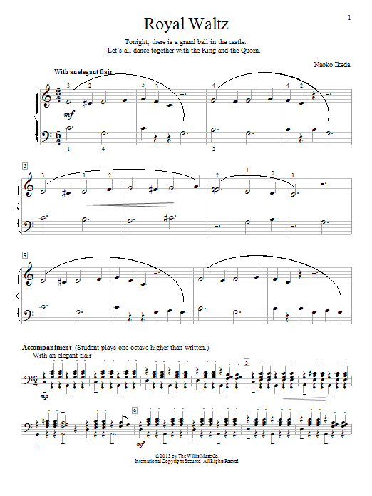 Naoko Ikeda Royal Waltz sheet music notes and chords arranged for Educational Piano