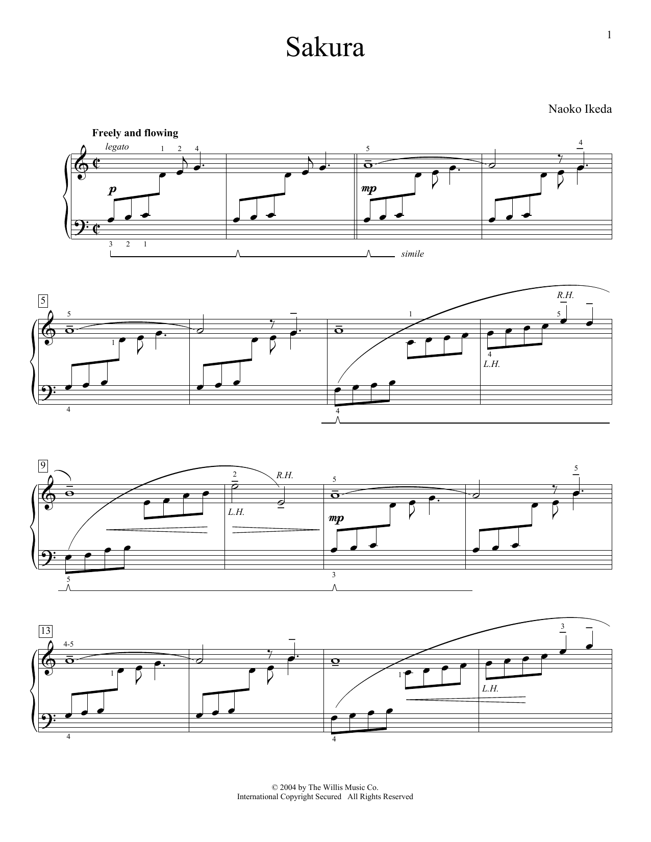 Naoko Ikeda Sakura sheet music notes and chords arranged for Educational Piano