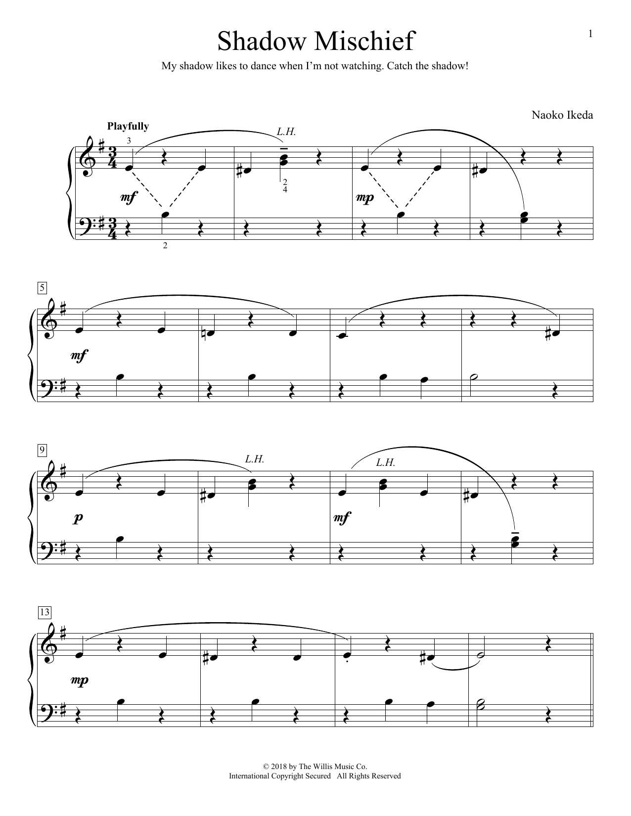 Naoko Ikeda Shadow Mischief sheet music notes and chords arranged for Educational Piano