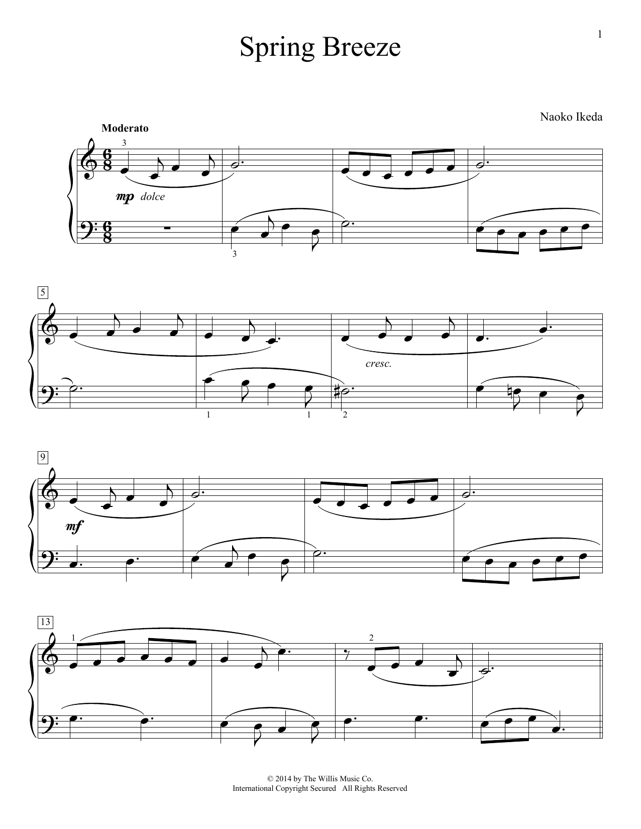 Naoko Ikeda Spring Breeze sheet music notes and chords arranged for Educational Piano