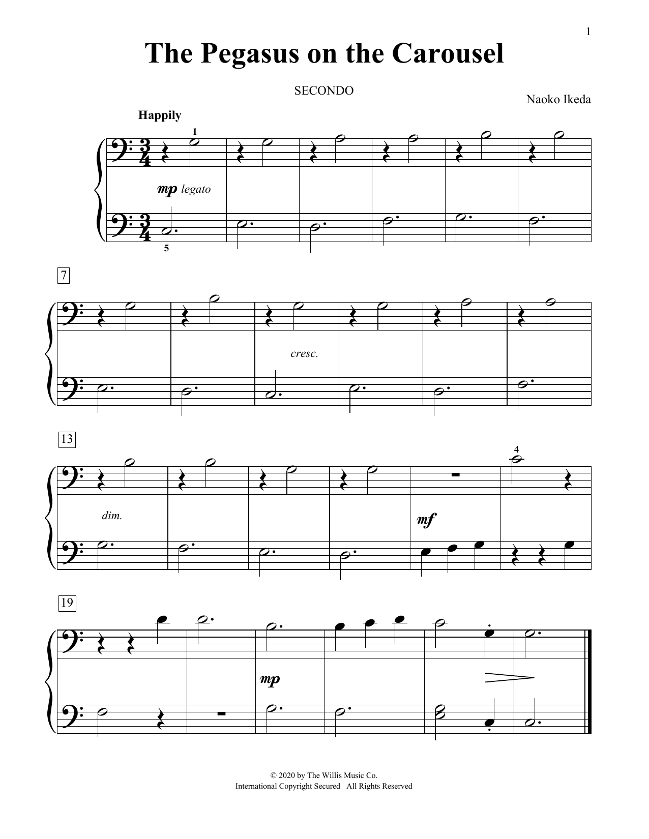 Naoko Ikeda The Pegasus On The Carousel sheet music notes and chords arranged for Piano Duet