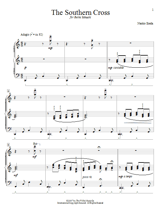 Naoko Ikeda The Southern Cross sheet music notes and chords arranged for Educational Piano