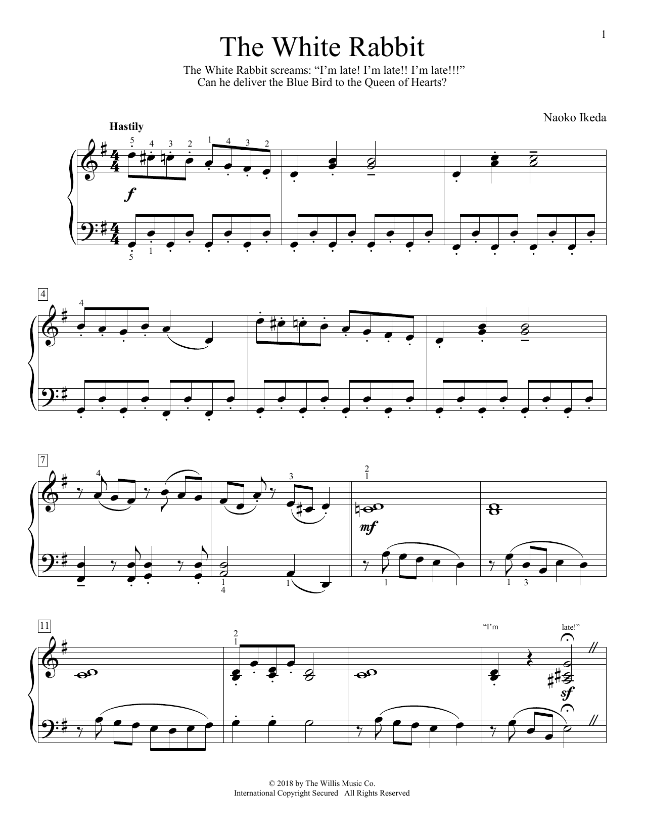 Naoko Ikeda The White Rabbit sheet music notes and chords arranged for Educational Piano