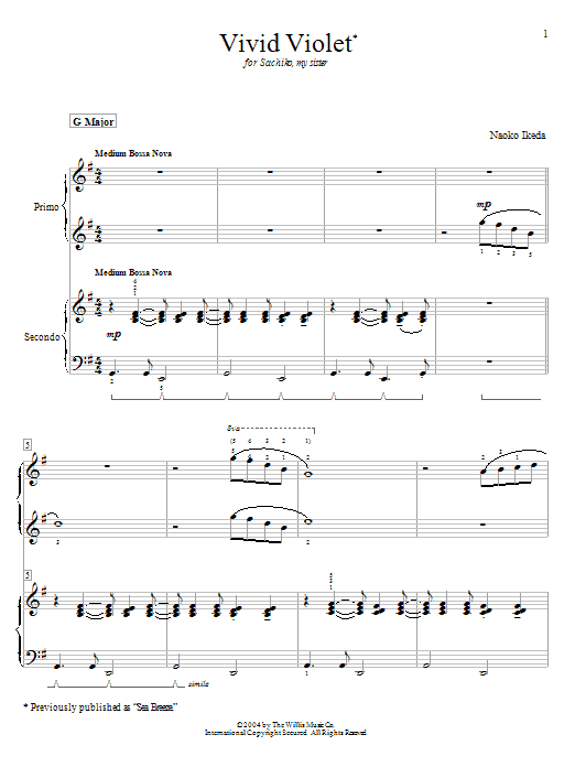 Naoko Ikeda Vivid Violet (Sea Breeze) sheet music notes and chords arranged for Piano Duet