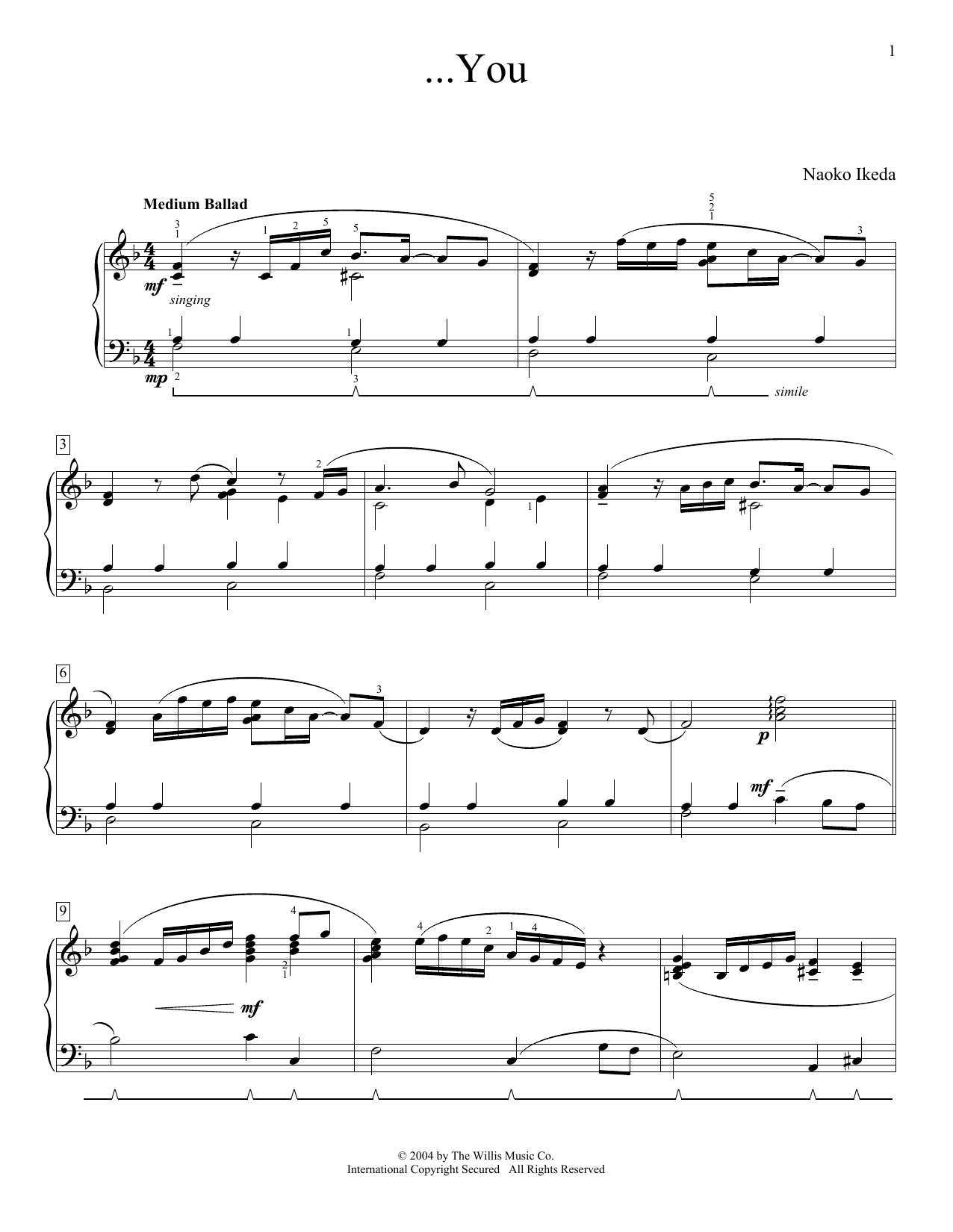 Naoko Ikeda ...You sheet music notes and chords arranged for Educational Piano