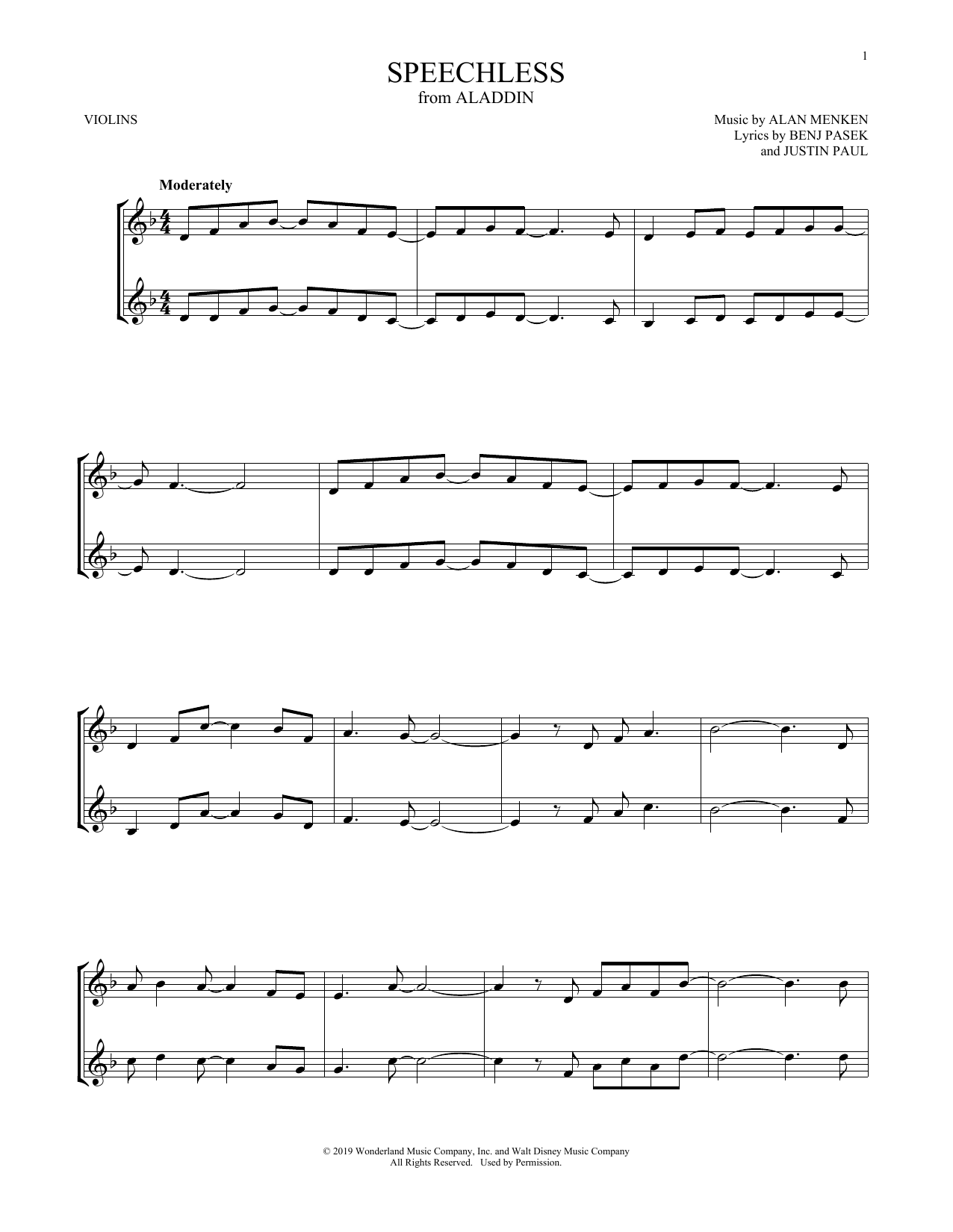 Naomi Scott Speechless (from Aladdin) sheet music notes and chords arranged for Trumpet Duet