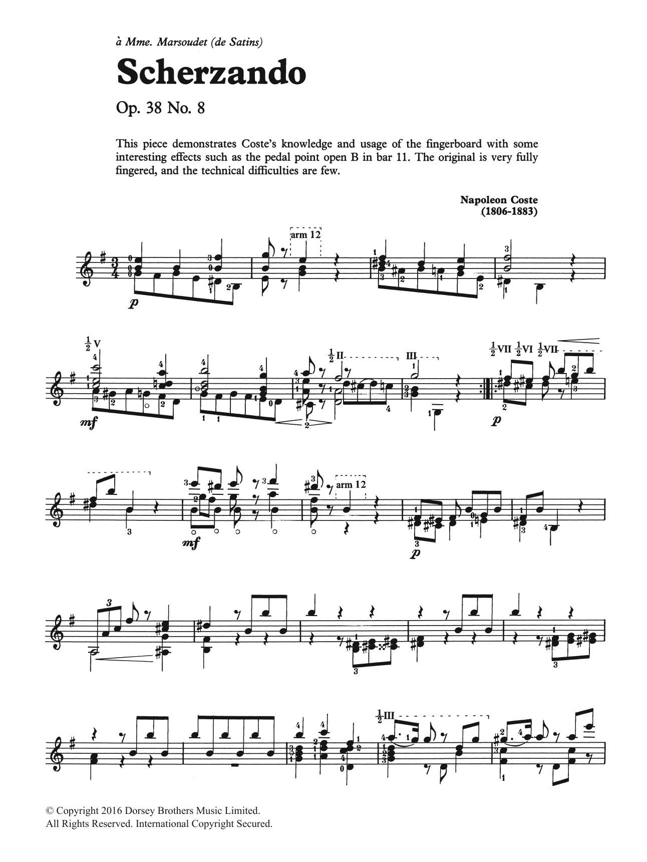 Napoleon Coste Scherzando sheet music notes and chords arranged for Easy Guitar