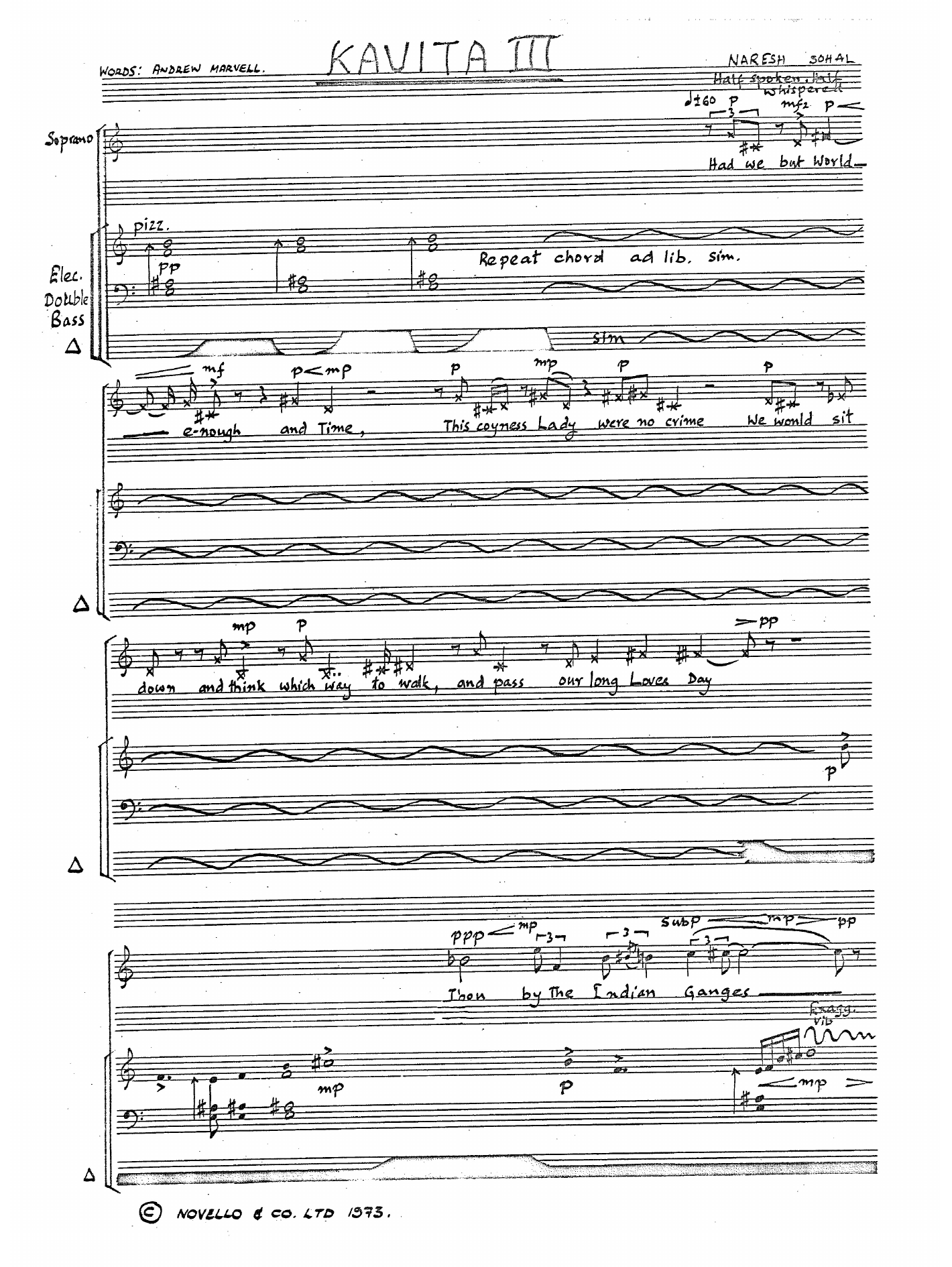 Naresh Sohal Kavita III sheet music notes and chords arranged for Piano, Vocal & Guitar Chords (Right-Hand Melody)