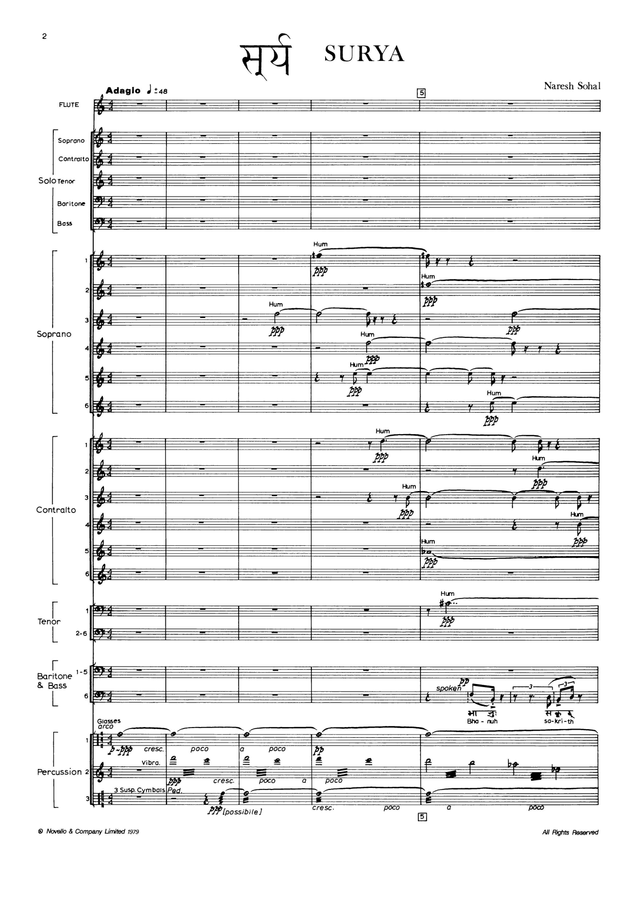 Naresh Sohal Surya (vocal score) sheet music notes and chords arranged for SATB Choir