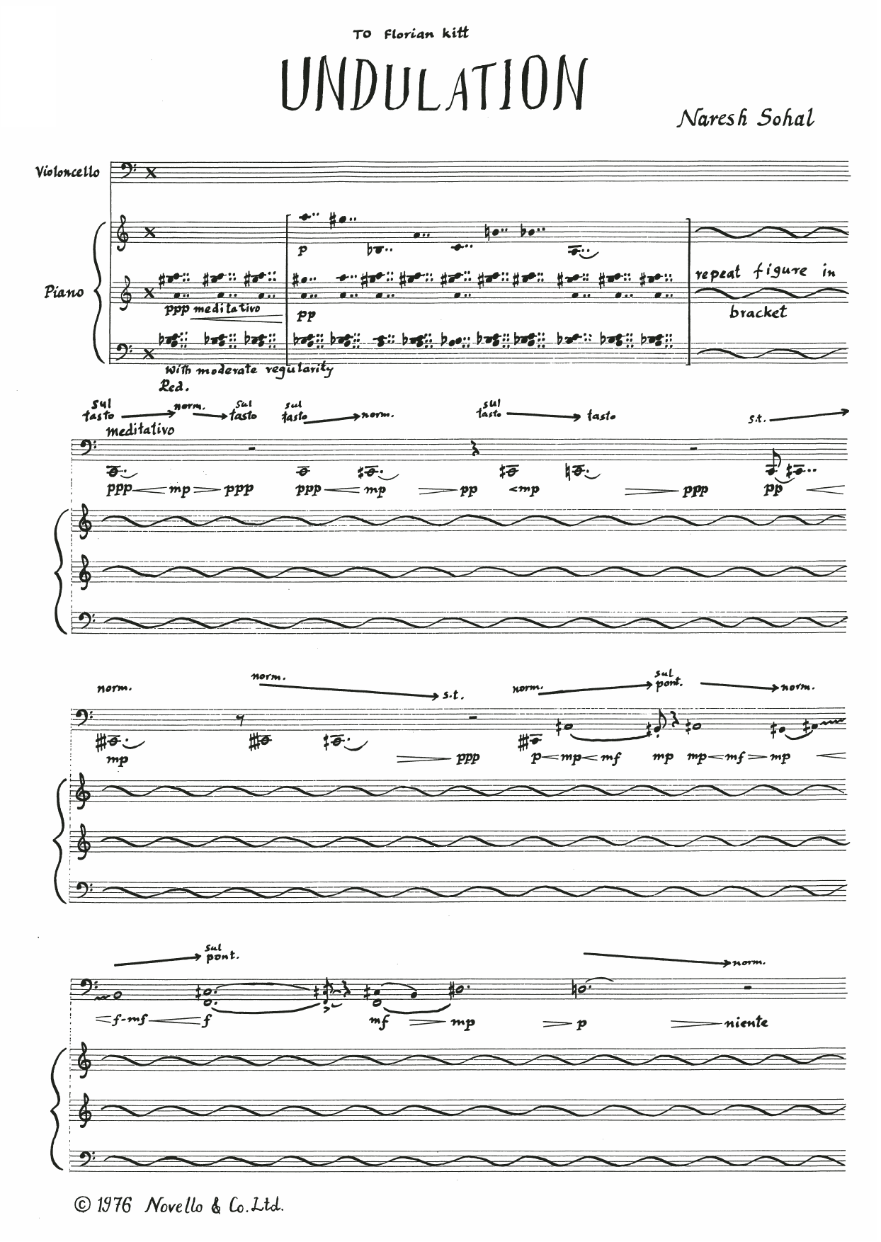 Naresh Sohal Undulation sheet music notes and chords arranged for Cello Solo