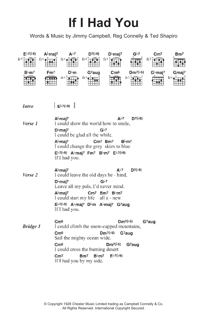 Nat King Cole If I Had You sheet music notes and chords arranged for Guitar Chords/Lyrics