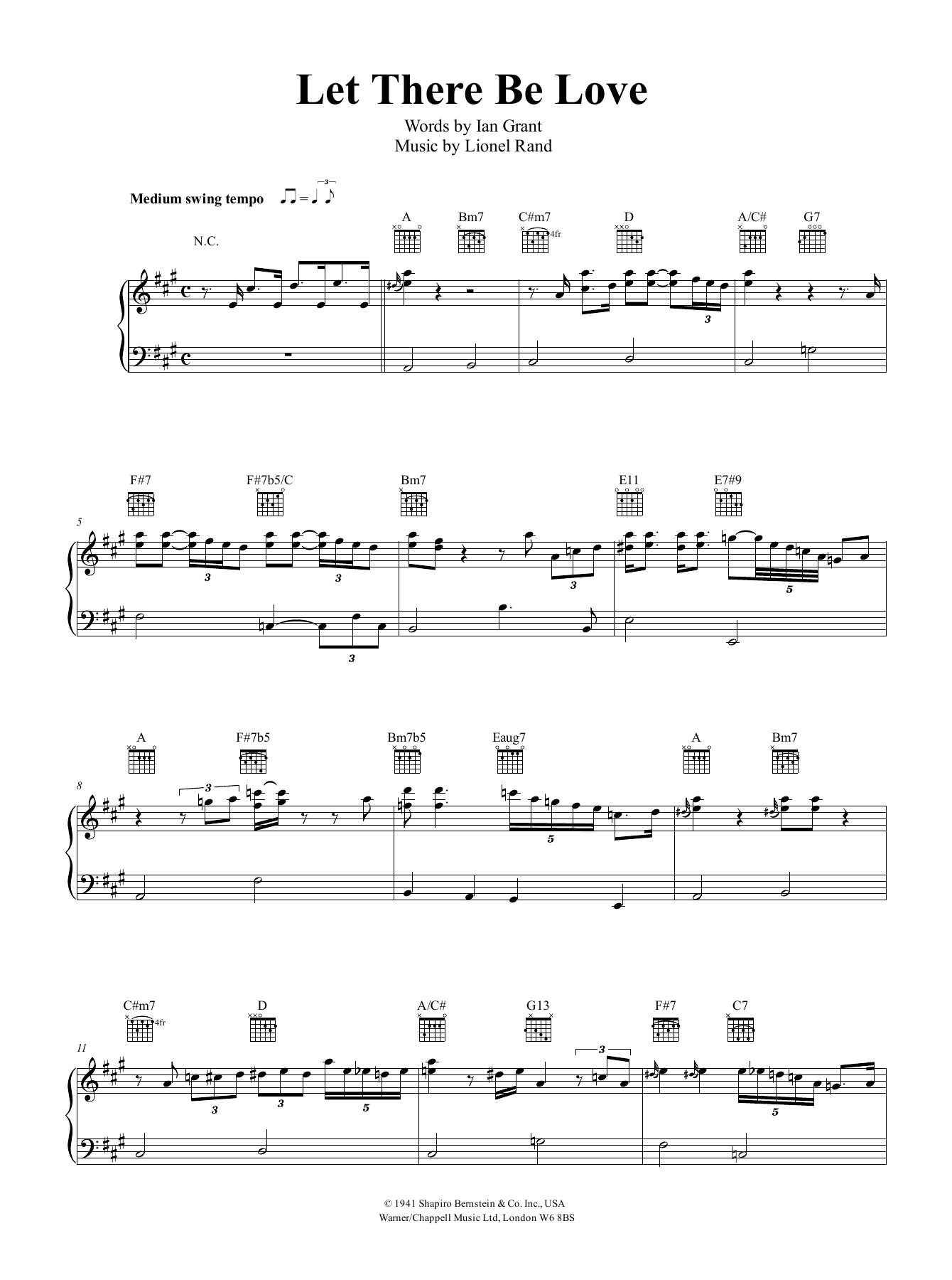 Nat King Cole Let There Be Love sheet music notes and chords arranged for Piano, Vocal & Guitar Chords (Right-Hand Melody)