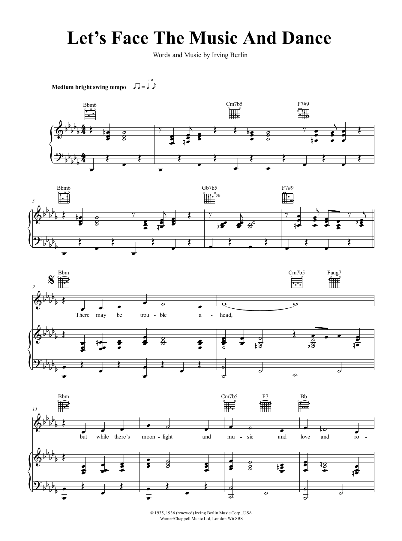 Nat King Cole Let's Face The Music And Dance sheet music notes and chords arranged for Piano, Vocal & Guitar Chords (Right-Hand Melody)
