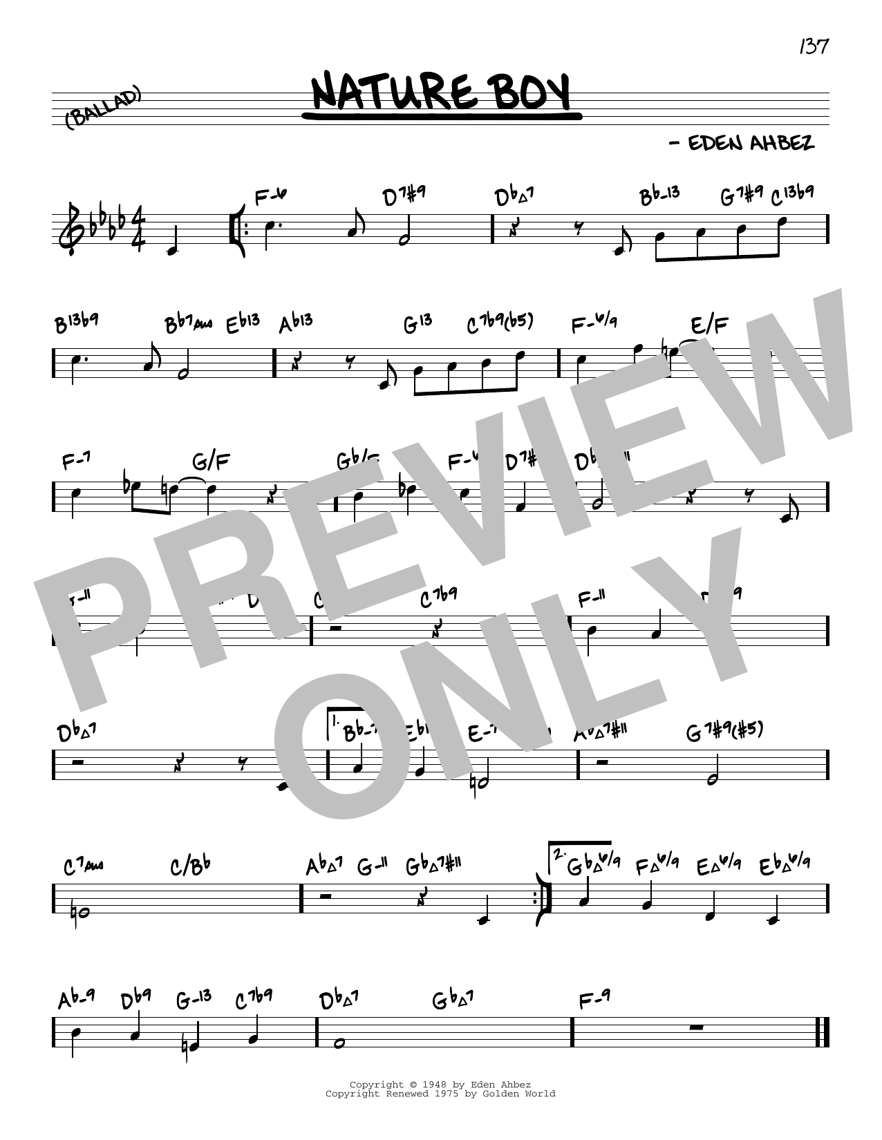 Nat King Cole Nature Boy (arr. David Hazeltine) sheet music notes and chords arranged for Real Book – Enhanced Chords
