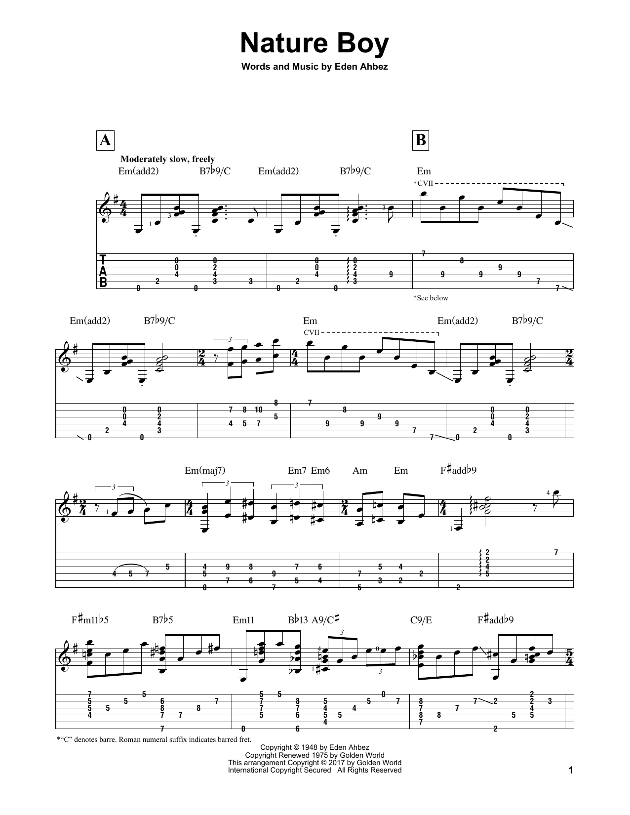 Nat King Cole Nature Boy (arr. Matt Otten) sheet music notes and chords arranged for Solo Guitar