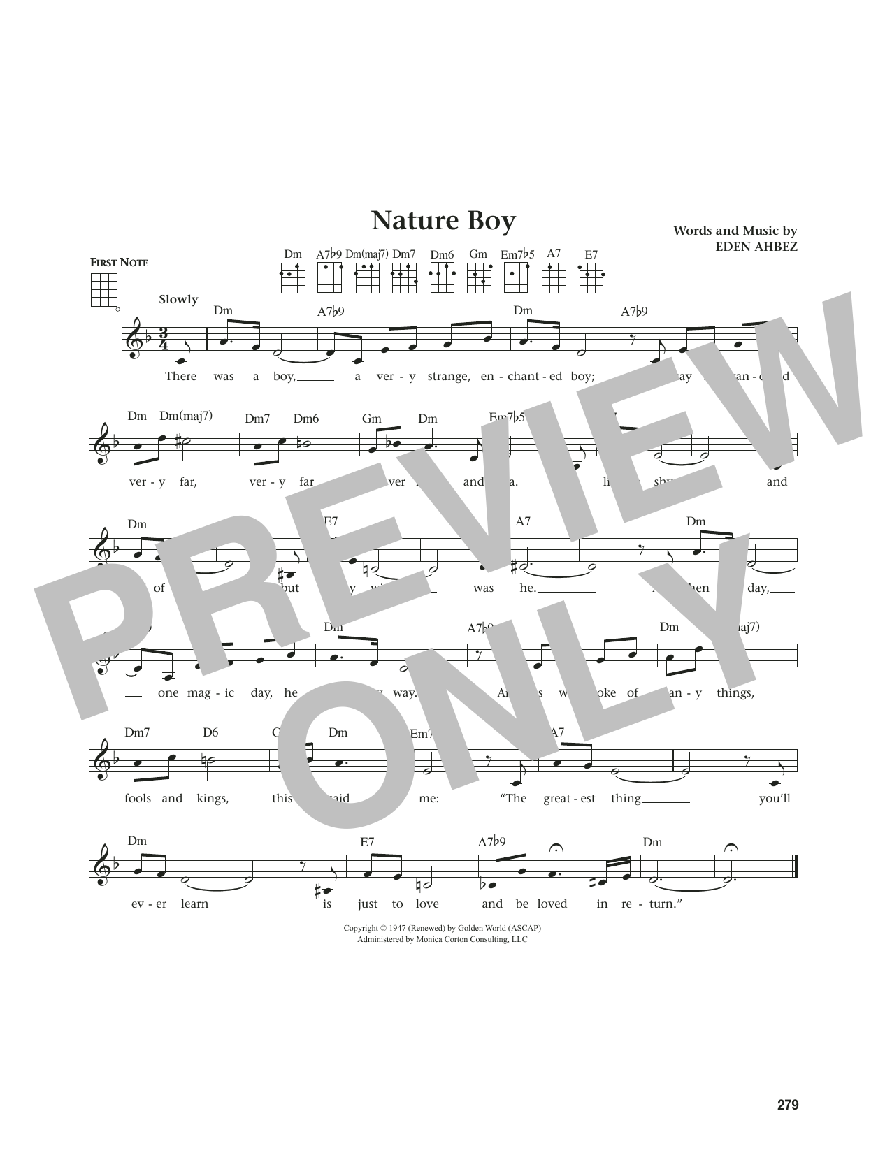 Nat King Cole Nature Boy (from The Daily Ukulele) (arr. Jim Beloff) sheet music notes and chords arranged for Ukulele