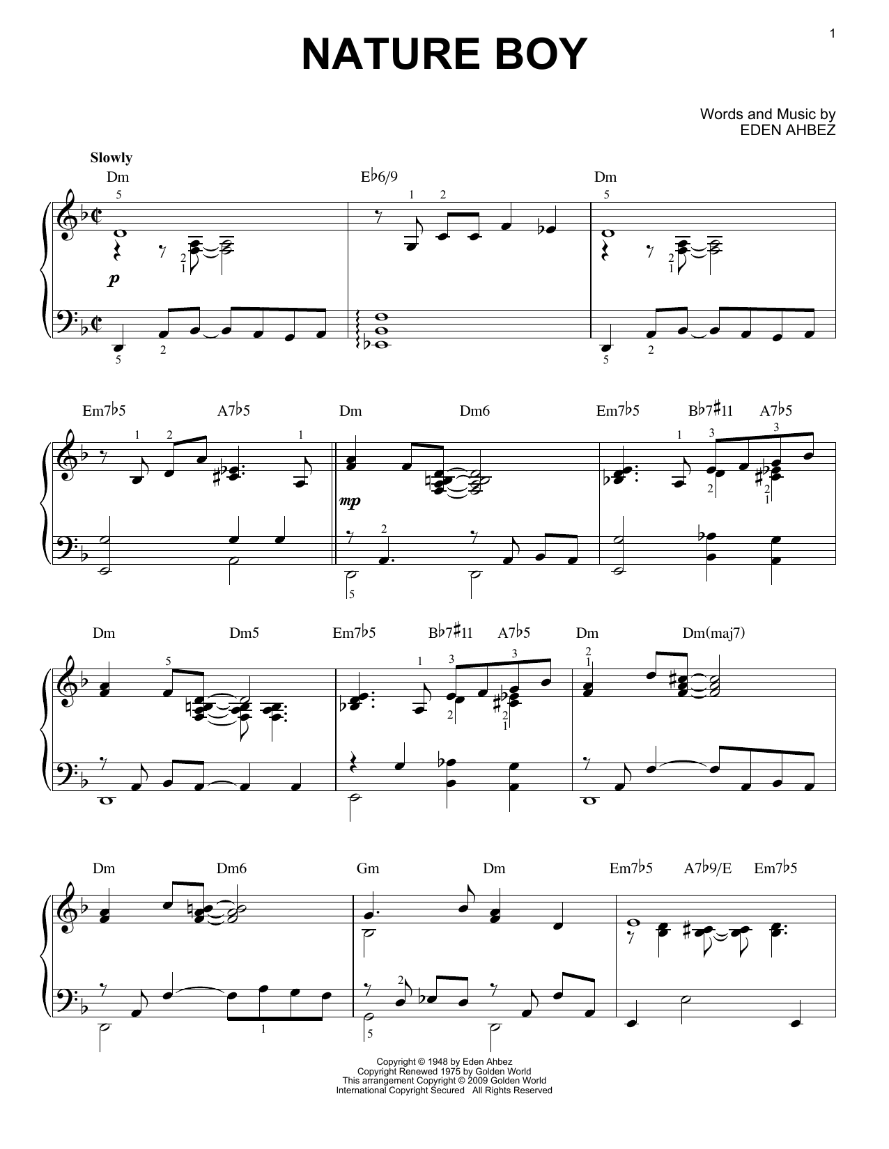 Nat King Cole Nature Boy [Jazz version] (arr. Brent Edstrom) sheet music notes and chords arranged for Piano Solo