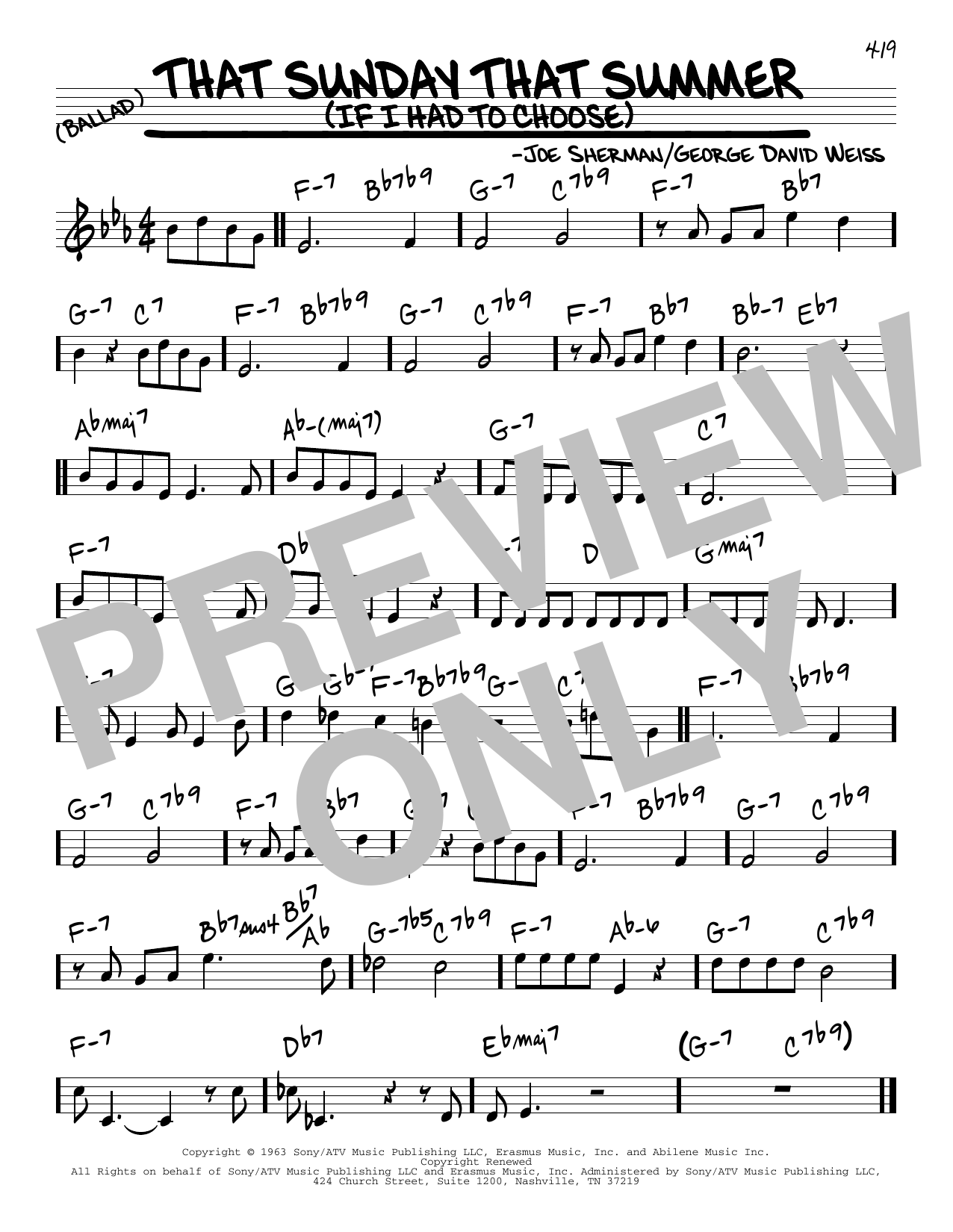 Nat King Cole That Sunday That Summer (If I Had To Choose) sheet music notes and chords arranged for Real Book – Melody & Chords