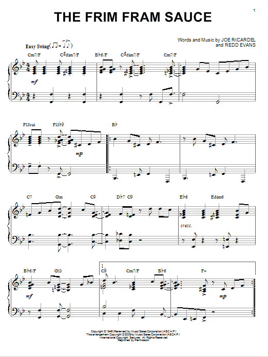 Nat King Cole The Frim Fram Sauce (arr. Brent Edstrom) sheet music notes and chords arranged for Piano Solo