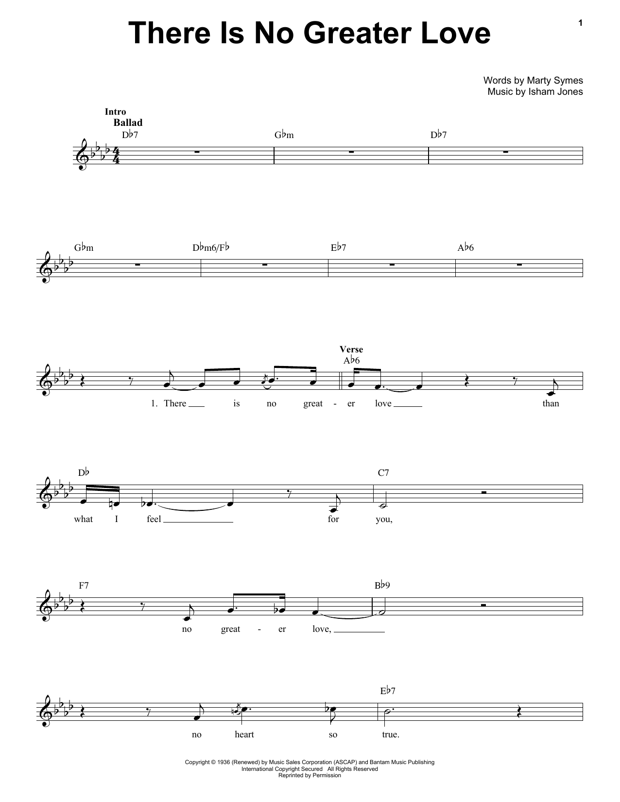 Nat King Cole (There Is) No Greater Love sheet music notes and chords arranged for Pro Vocal
