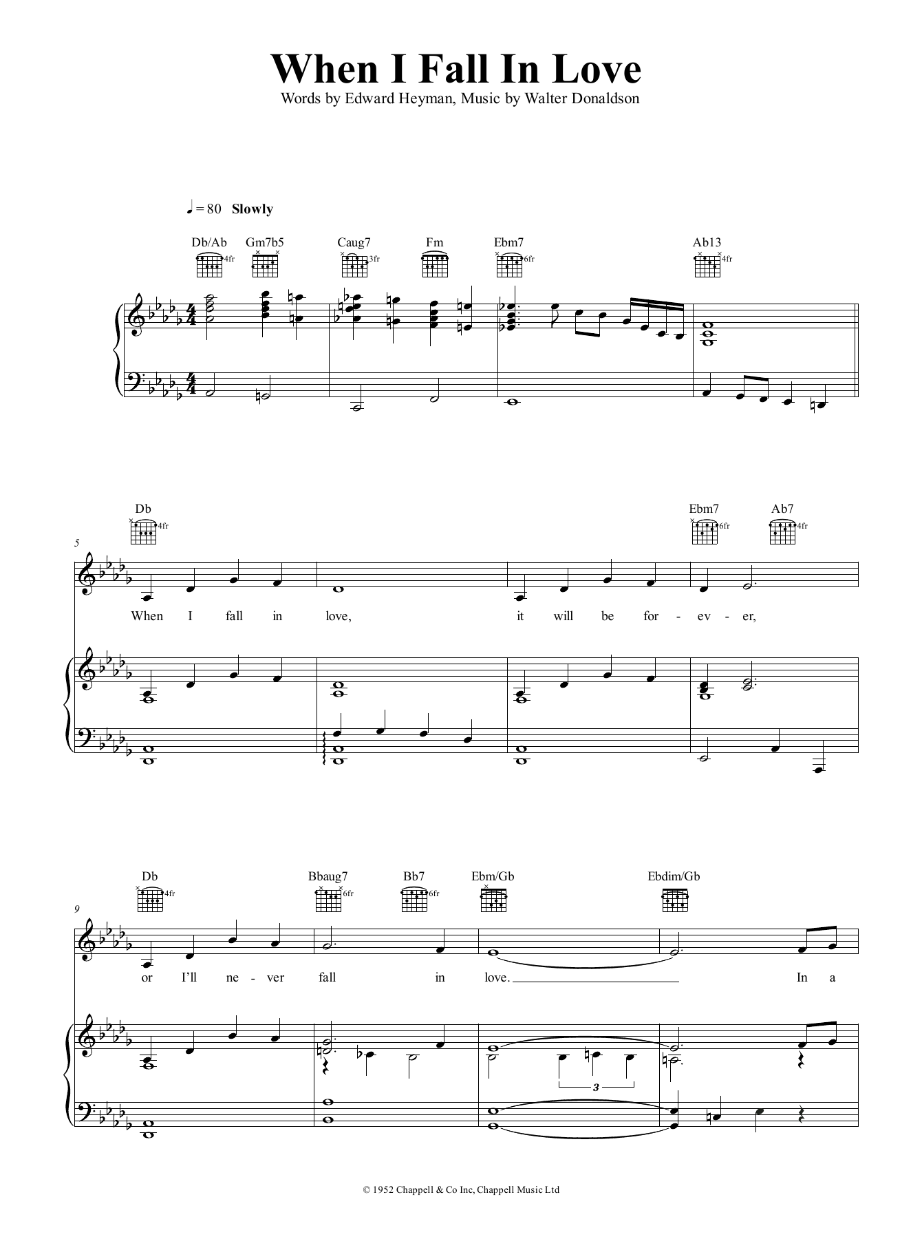 Nat King Cole When I Fall In Love sheet music notes and chords arranged for Lead Sheet / Fake Book