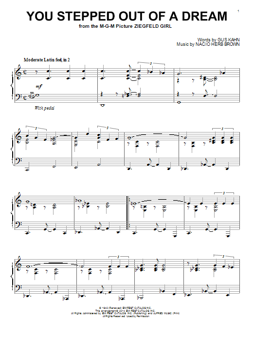 Nat King Cole You Stepped Out Of A Dream sheet music notes and chords arranged for Piano Solo