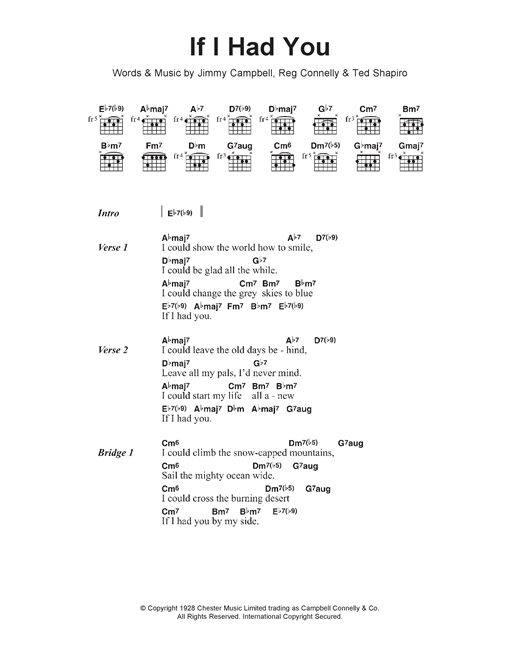 Nat King Cole If I Had You sheet music notes and chords arranged for Guitar Chords/Lyrics