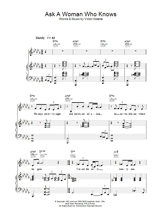Natalie Cole Ask A Woman Who Knows sheet music notes and chords arranged for Piano, Vocal & Guitar Chords