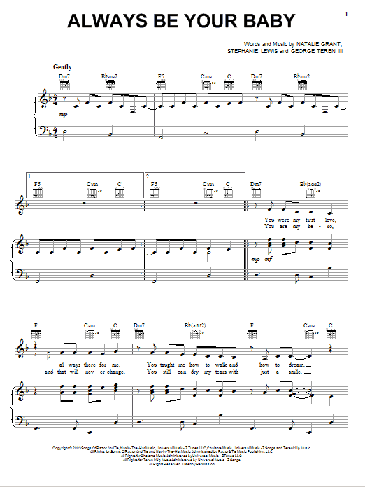 Natalie Grant Always Be Your Baby sheet music notes and chords arranged for Piano, Vocal & Guitar Chords (Right-Hand Melody)
