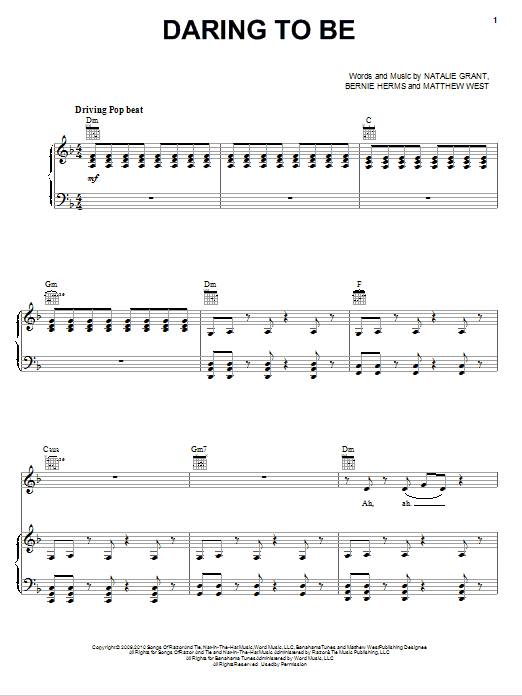 Natalie Grant Daring To Be sheet music notes and chords arranged for Piano, Vocal & Guitar Chords (Right-Hand Melody)