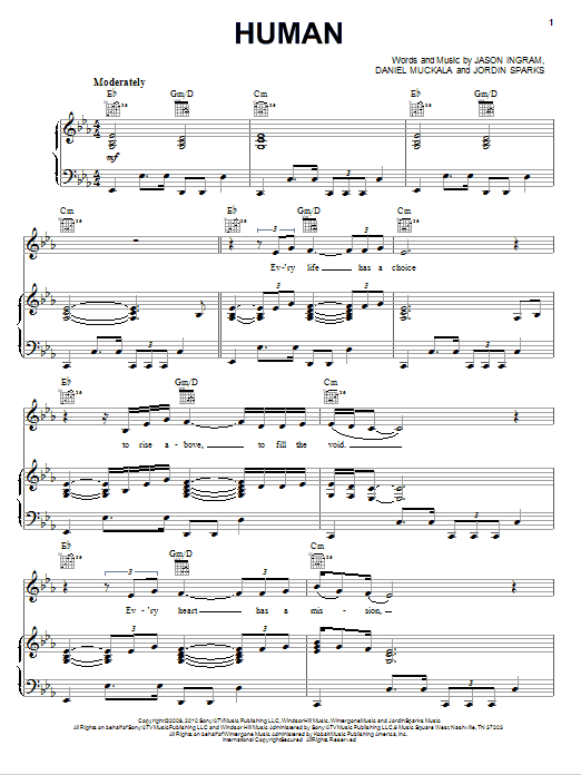 Natalie Grant Human sheet music notes and chords arranged for Piano, Vocal & Guitar Chords (Right-Hand Melody)