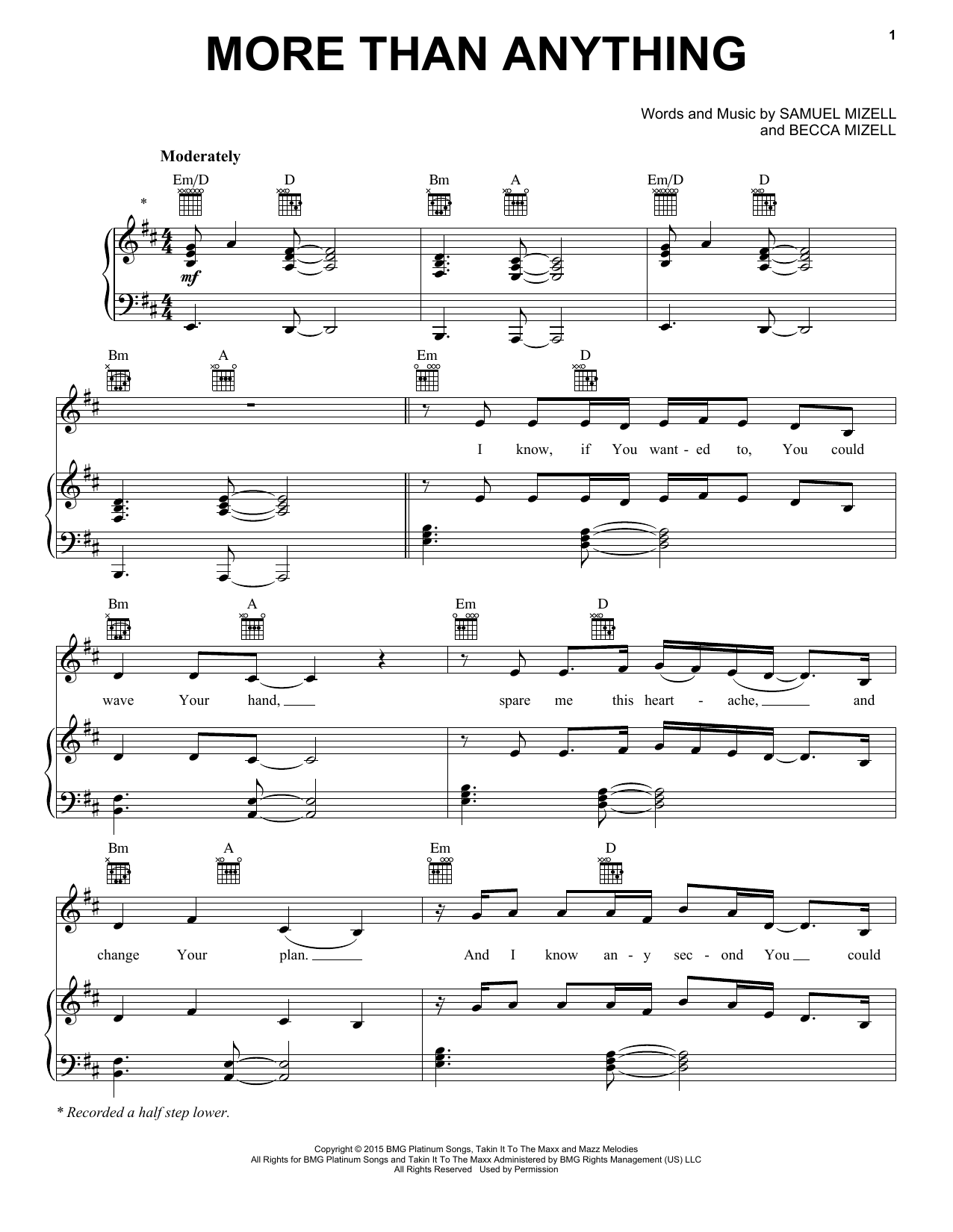 Natalie Grant More Than Anything sheet music notes and chords arranged for Piano, Vocal & Guitar Chords (Right-Hand Melody)
