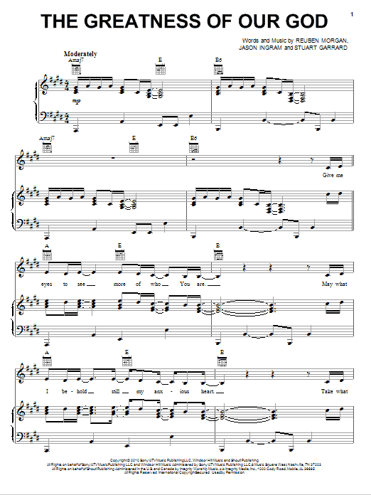 Natalie Grant The Greatness Of Our God sheet music notes and chords arranged for Piano, Vocal & Guitar Chords (Right-Hand Melody)