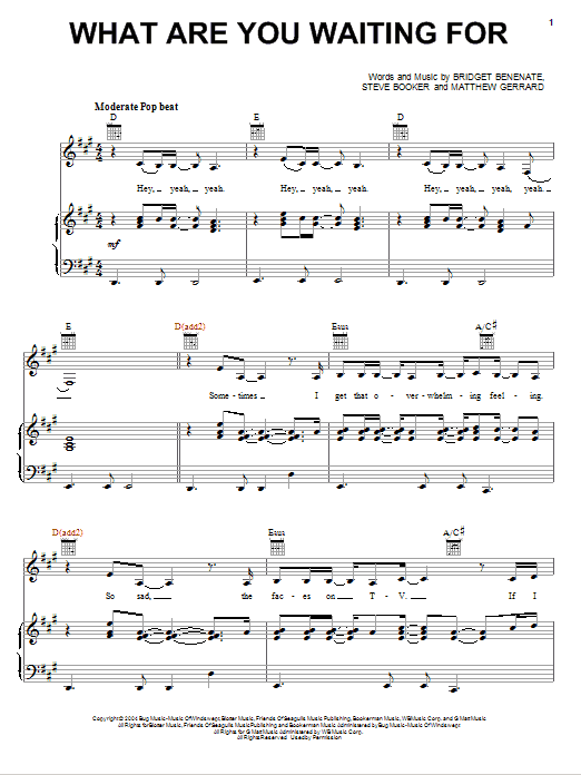 Natalie Grant What Are You Waiting For sheet music notes and chords arranged for Piano, Vocal & Guitar Chords (Right-Hand Melody)