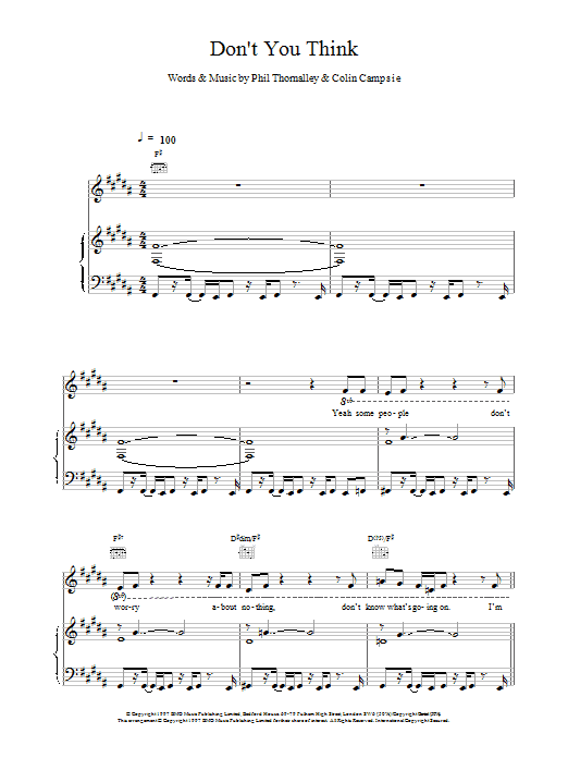 Natalie Imbruglia Don't You Think sheet music notes and chords arranged for Piano, Vocal & Guitar Chords